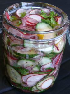 fresh cucumber and radish pickles